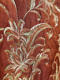 NEW! Designer Quilted Brocade Floral Upholstery Fabric- Rust Brick Red - Fancy Styles Fabric Pierre Frey Lee Jofa Brunschwig & Fils