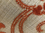 SWATCH 4” X 7” - Burnout Velvet Floral Upholstery Fabric- Burnt Orange Rust Red - Fancy Styles Fabric Pierre Frey Lee Jofa Brunschwig & Fils