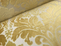 Italian Burnout Floral Chenille Velvet Upholstery Fabric - Soft Yellow - Fancy Styles Fabric Pierre Frey Lee Jofa Brunschwig & Fils