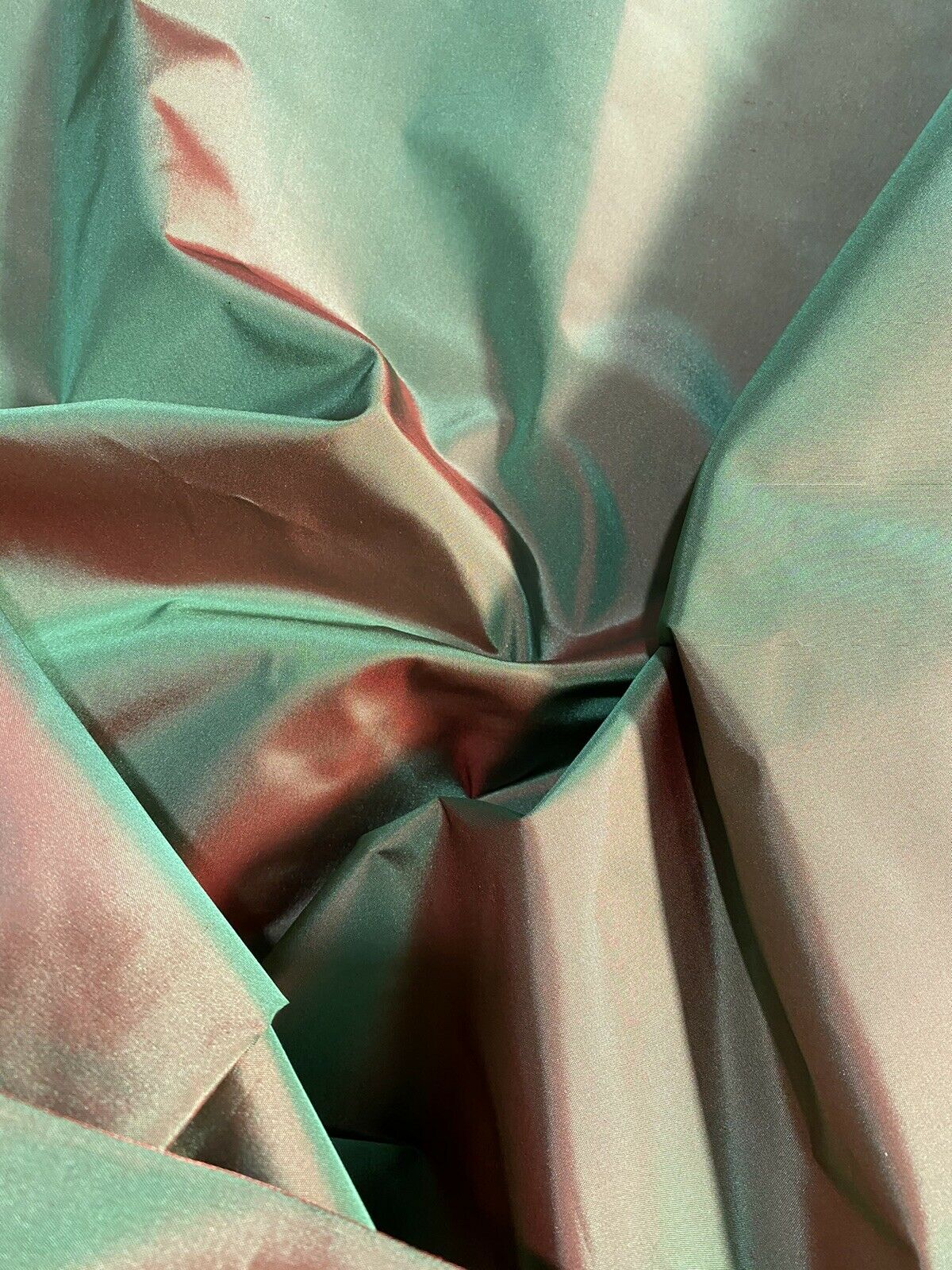 Lady Lisa Designer 100% Silk Taffeta Fabric - Electric Green with Cinnamon Red Iridescence - Fancy Styles Fabric Pierre Frey Lee Jofa Brunschwig & Fils