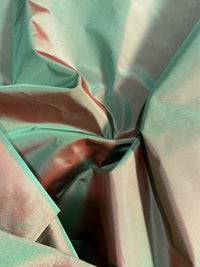 Lady Lisa Designer 100% Silk Taffeta Fabric - Electric Green with Cinnamon Red Iridescence - Fancy Styles Fabric Pierre Frey Lee Jofa Brunschwig & Fils