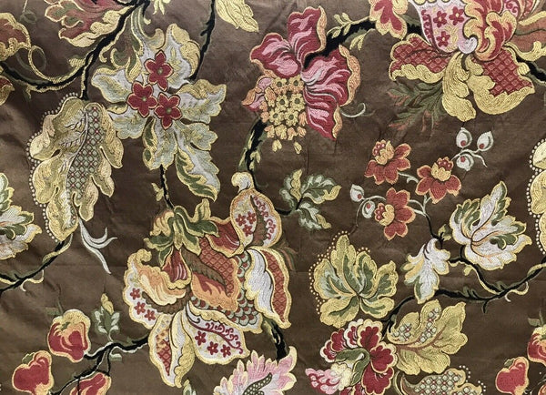 NEW Designer Floral Brocade Damask Upholstery Fabric- Made In Belgium- Brown - Fancy Styles Fabric Pierre Frey Lee Jofa Brunschwig & Fils