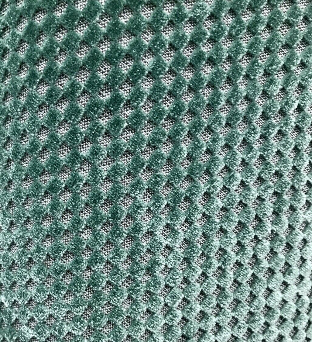 NEW Designer Velvet Checkered Upholstery Fabric - Spearmint Green- By the yard - Fancy Styles Fabric Pierre Frey Lee Jofa Brunschwig & Fils