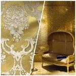 NEW Sir Darcey Designer Satin Burnout Damask Drapery Upholstery Fabric *Gold Yellow BTY - Fancy Styles Fabric Pierre Frey Lee Jofa Brunschwig & Fils
