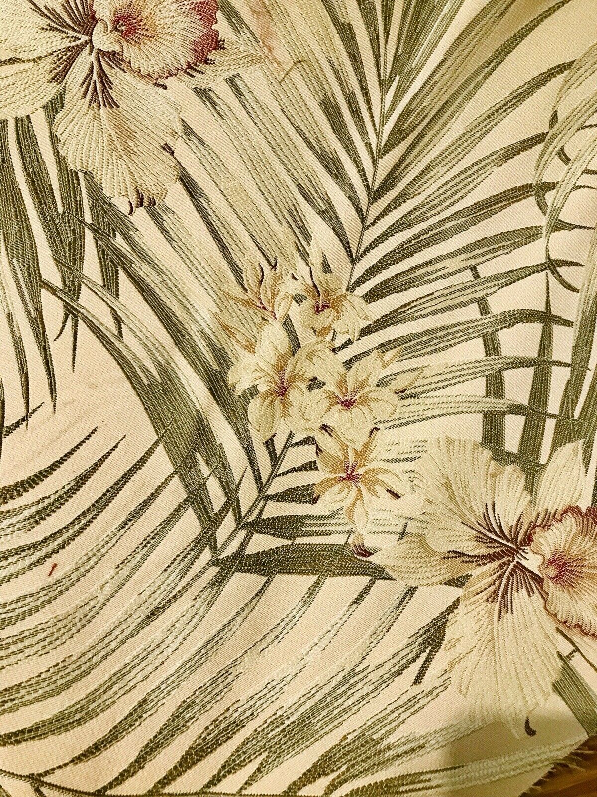 Sir Mathew Designer Brocade Upholstery Fabric- Palm Leaves Floral Beige LLPBY0003 - Fancy Styles Fabric Pierre Frey Lee Jofa Brunschwig & Fils