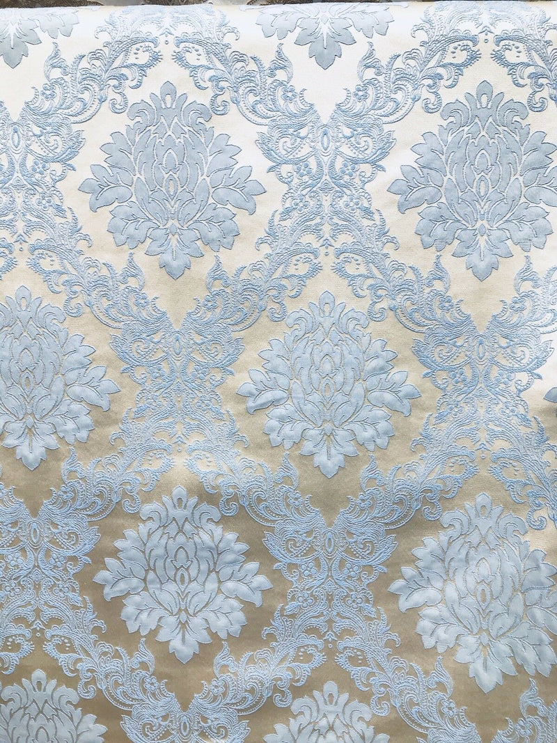 NEW! Back in stock! Princess Gemma Designer Brocade Damask Upholstery Decorating Fabric- Powder Blue - Fancy Styles Fabric Pierre Frey Lee Jofa Brunschwig & Fils