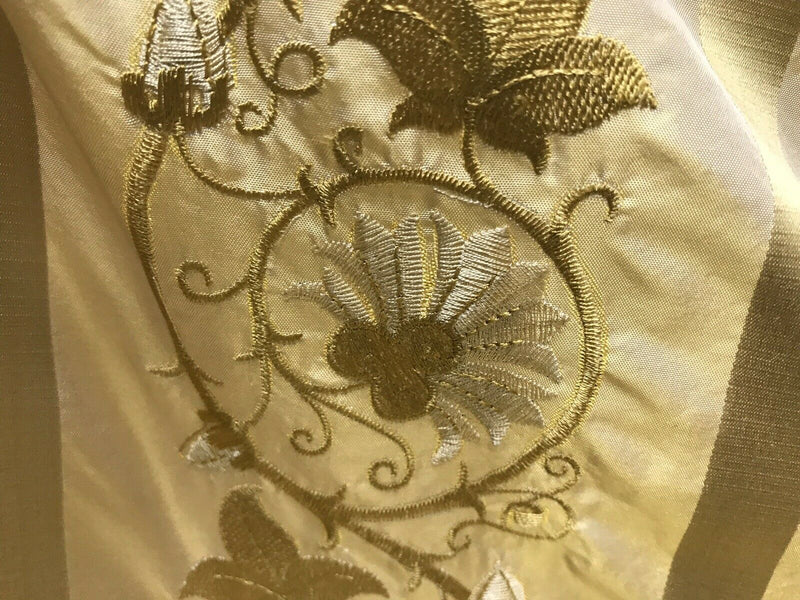 Duchess Jezebel Designer 100% Silk Taffeta Dupioni Embroidery Fabric Yellow 55” Wide - Fancy Styles Fabric Pierre Frey Lee Jofa Brunschwig & Fils