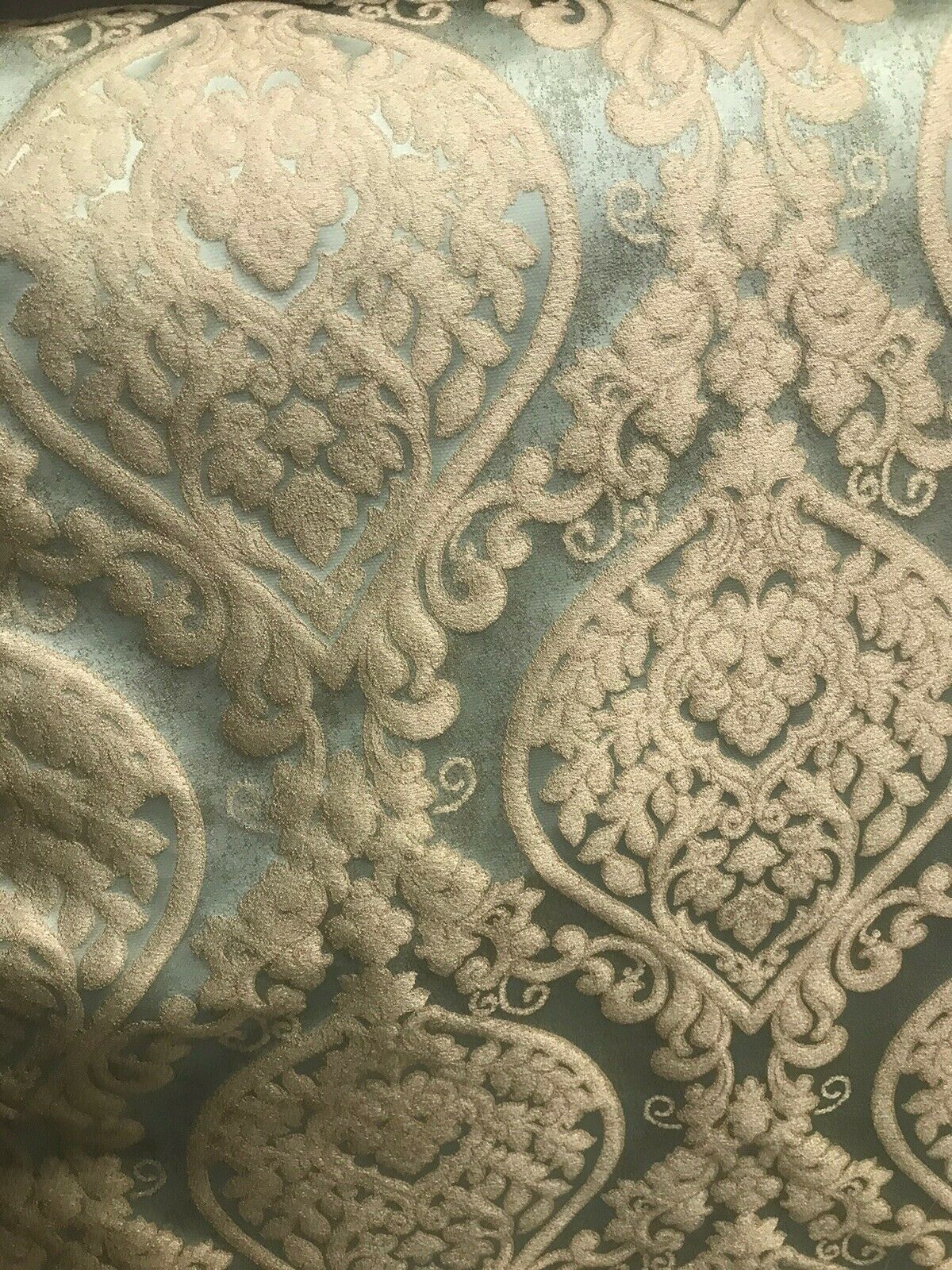 NEW Sir Isaac Designer Brocade Satin Damask Fabric- Aqua- Upholstery & Drapery BTY - Fancy Styles Fabric Pierre Frey Lee Jofa Brunschwig & Fils