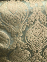 NEW Sir Isaac Designer Brocade Satin Damask Fabric- Aqua- Upholstery & Drapery BTY - Fancy Styles Fabric Pierre Frey Lee Jofa Brunschwig & Fils