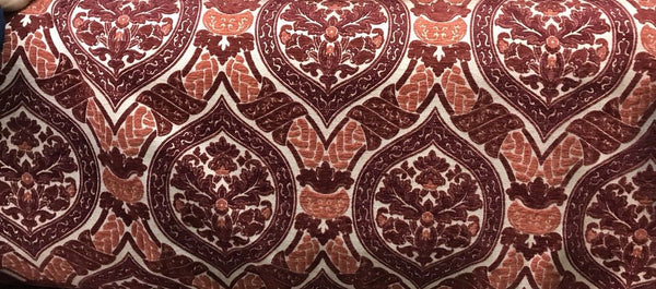 NEW SALE! Double Sided Burnout Chenille Velvet Fabric- Red Upholstery Damask - Fancy Styles Fabric Boutique
