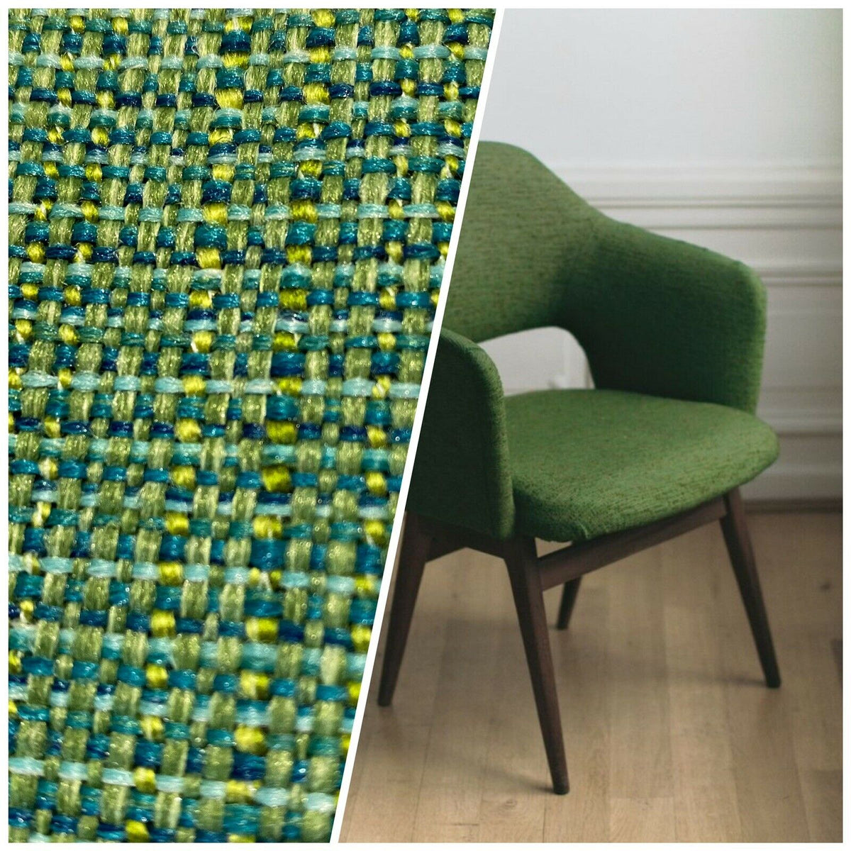NEW Two-Tone Upholstery Tweed Texture Nubby Fabric -Green & Dark Green - Fancy Styles Fabric Pierre Frey Lee Jofa Brunschwig & Fils