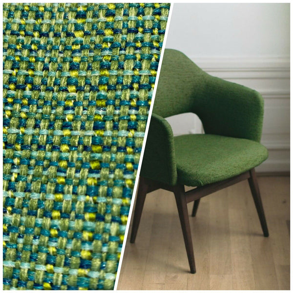 NEW Two-Tone Upholstery Tweed Texture Nubby Fabric -Green & Dark Green - Fancy Styles Fabric Pierre Frey Lee Jofa Brunschwig & Fils