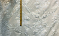NEW! Lady Nora Novelty 100% Silk Fabric With Crewel Floral Embroidery- Ecru & White - Fancy Styles Fabric Pierre Frey Lee Jofa Brunschwig & Fils