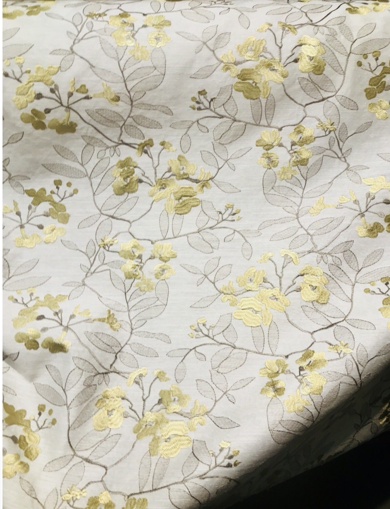 NEW Designer Linen Rayon Embroidered Floral Decorating Fabric- Yellow LLLWY0001 - Fancy Styles Fabric Pierre Frey Lee Jofa Brunschwig & Fils