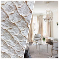 Designer 100% Silk Taffeta Quilted Drapery Fabric- Ivory- Sold By The Yard - Fancy Styles Fabric Pierre Frey Lee Jofa
