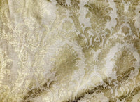 Lord Augustin Designer Velvet Chenille Burnout Damask Upholstery Fabric - Cream & Gold - Fancy Styles Fabric Pierre Frey Lee Jofa Brunschwig & Fils