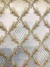 Lady Cadence Italian Brocade Diamond Satin Fabric Ivory Gold Upholstery LLPBI0003 - Fancy Styles Fabric Pierre Frey Lee Jofa Brunschwig & Fils