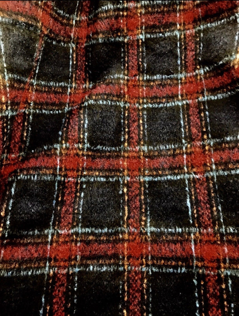 Prince Nolan Designer Imported Italian Wool Plaid Tartan Woven Brown Fabric  by the yard