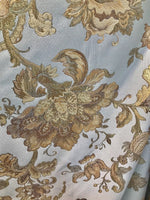 SWATCH Brocade Satin Fabric- Antique Aqua Blue - Embroidery Damask - Fancy Styles Fabric Pierre Frey Lee Jofa Brunschwig & Fils