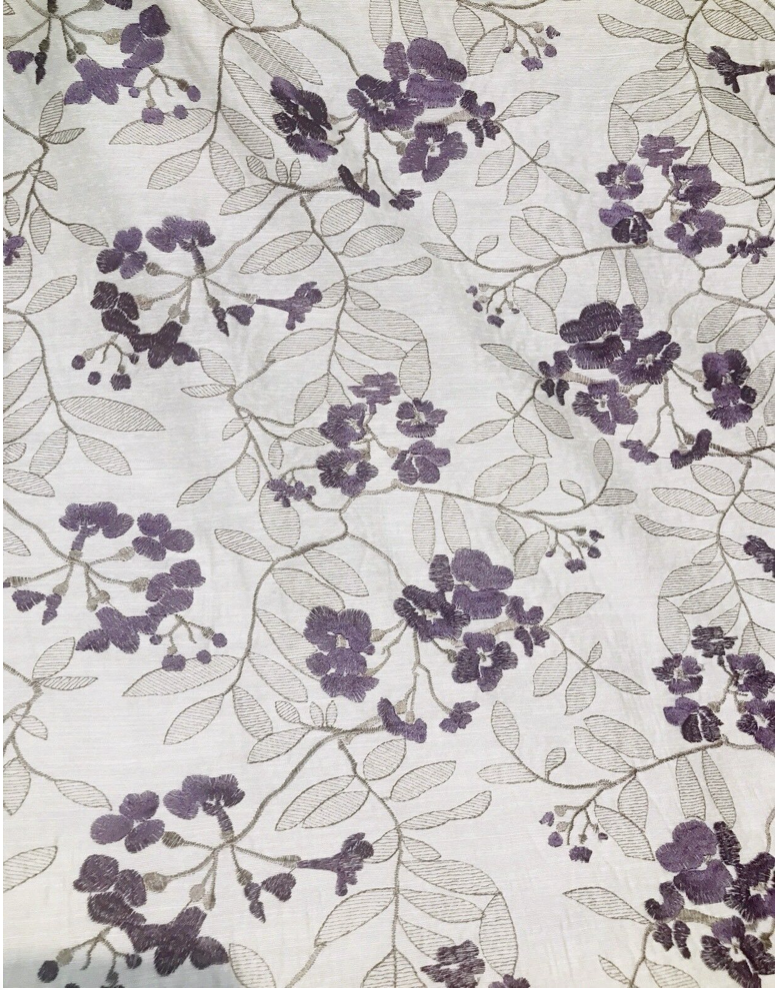 NEW Designer Linen Rayon Embroidered Floral Decorating Fabric- Lavender LLLWU0001 - Fancy Styles Fabric Pierre Frey Lee Jofa Brunschwig & Fils