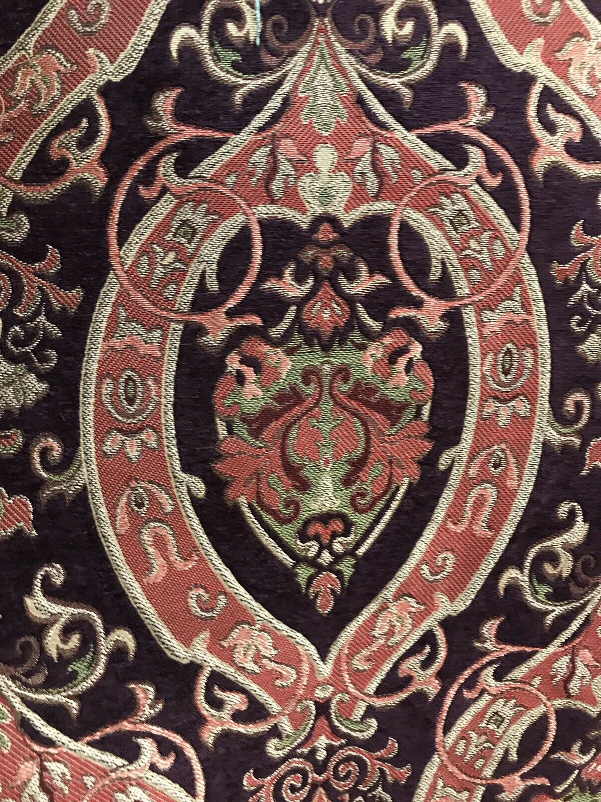 NEW Lady Kate Designer Velvet Chenille Burnout Upholstery Fabric - Plum & Coral- Heavy - Fancy Styles Fabric Pierre Frey Lee Jofa Brunschwig & Fils