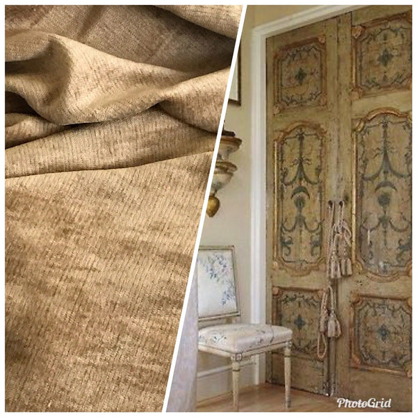 SALE! Designer Upholstery Chenille Velvet Fabric - Honey Beige - Fancy Styles Fabric Pierre Frey Lee Jofa Brunschwig & Fils