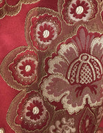 Lady Hyacinth Designer Brocade Satin Fabric- Antique Inspired Red and Gold - Upholstery - Fancy Styles Fabric Pierre Frey Lee Jofa Brunschwig & Fils