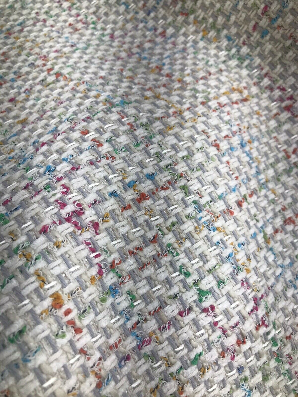 NEW Designer Nubby Upholstery Heavyweight Tweed Fabric- Lt Gray & Multicolor BTY - Fancy Styles Fabric Pierre Frey Lee Jofa Brunschwig & Fils