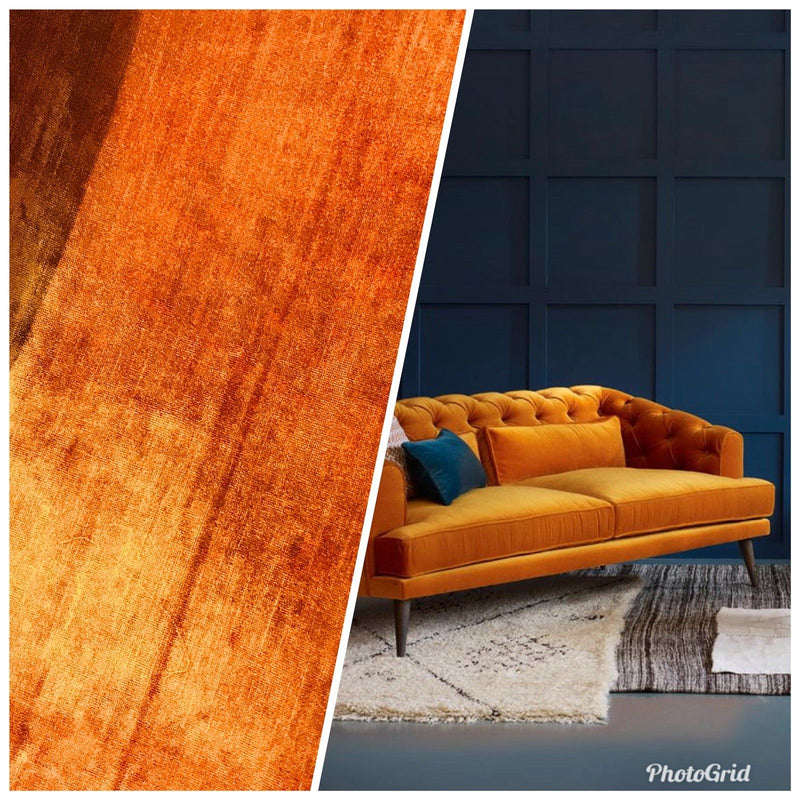 SWATCH SAMPLES - Orange Upholstery Velvet Fabric Samples 4” X 7” (quantity 3) - Fancy Styles Fabric Pierre Frey Lee Jofa Brunschwig & Fils