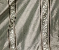 SWATCH Lady Paulette 100% Silk Taffeta Drapery Fabric -Embroidery Khaki Green - Fancy Styles Fabric Pierre Frey Lee Jofa Brunschwig & Fils