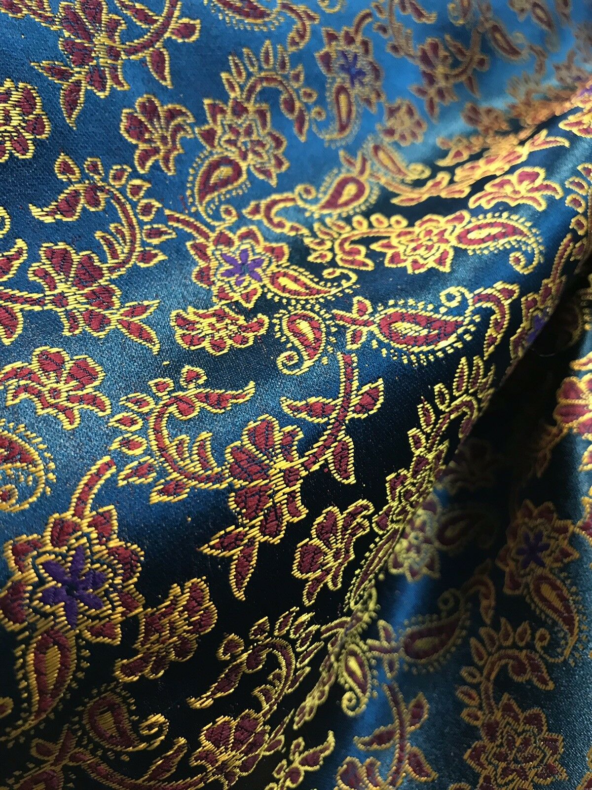 Countess Halle Designer 100% Silk Brocade Fabric- Midnight Blue Floral - Fancy Styles Fabric Pierre Frey Lee Jofa Brunschwig & Fils