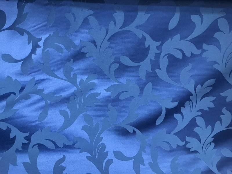 NEW Designer Satin Upholstery & Drapery Fabric- Damask Floral Vibrant Blue - Fancy Styles Fabric Pierre Frey Lee Jofa Brunschwig & Fils