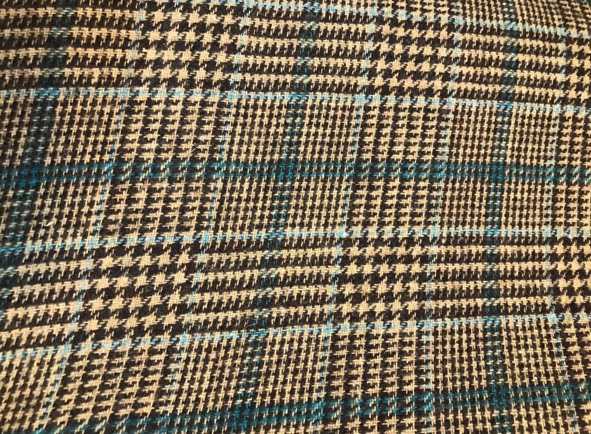 SWATCH Close-Out Designer Wool Brown Plaid Woven Fabric - Fancy Styles Fabric Boutique