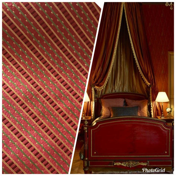 NEW! Lady Rebecca Designer 100% Silk Taffeta Striped Fabric - Red LLSAR0001 - Fancy Styles Fabric Pierre Frey Lee Jofa Brunschwig & Fils