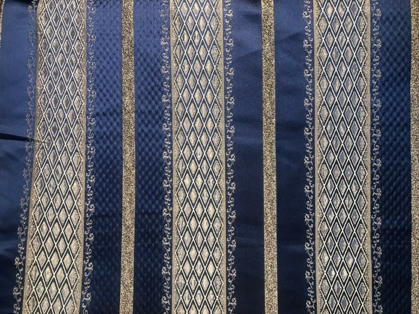 Lady Jennifer Designer Brocade Upholstery & Drapery Satin Striped Fabric Blue Gold LLPBB0004 - Fancy Styles Fabric Pierre Frey Lee Jofa Brunschwig & Fils