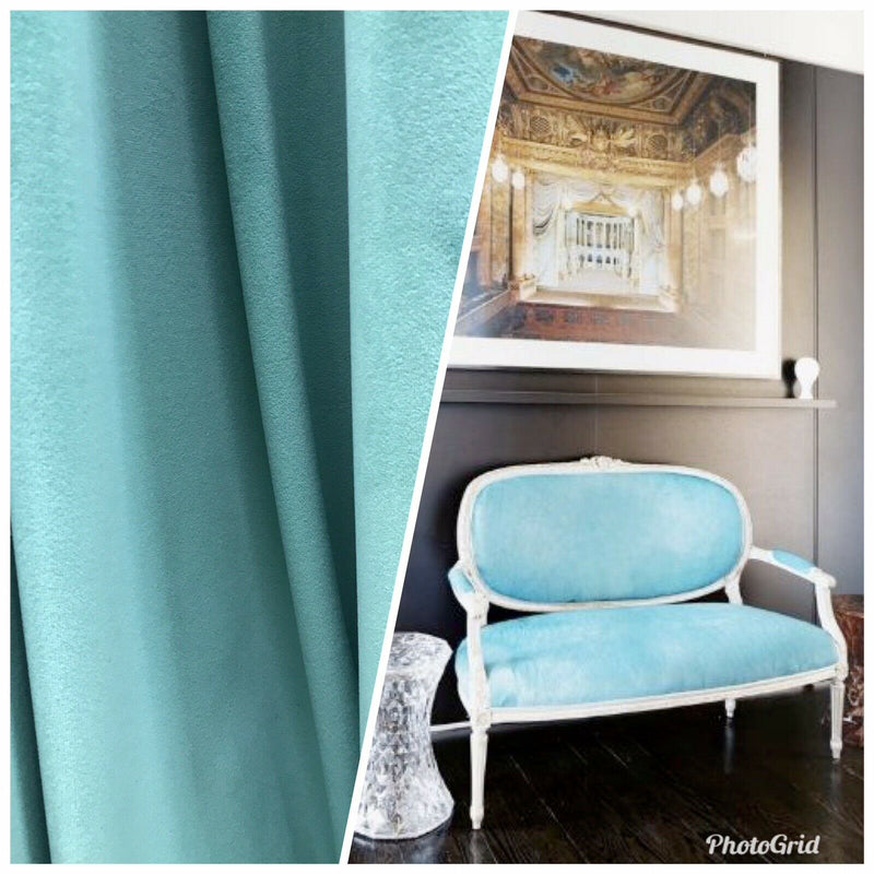 NEW! Designer Velvet Upholstery & Drapery Fabric - Tiffany Blue- BTY - Fancy Styles Fabric Pierre Frey Lee Jofa Brunschwig & Fils