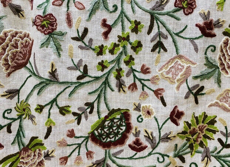 NEW Novelty Decorating Drapery Fabric- Crewel Floral Embroidery - Fancy Styles Fabric Pierre Frey Lee Jofa Brunschwig & Fils