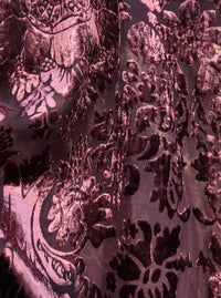 SALE! Designer Rayon Burnout Velvet Fabric - Antique Wine- By The Yard - Fancy Styles Fabric Boutique