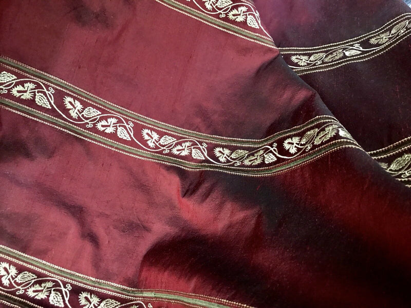 SALE! Lady Paulette 100% Silk Taffeta Interior Design Fabric Embroidery Rouge Red - Fancy Styles Fabric Pierre Frey Lee Jofa Brunschwig & Fils