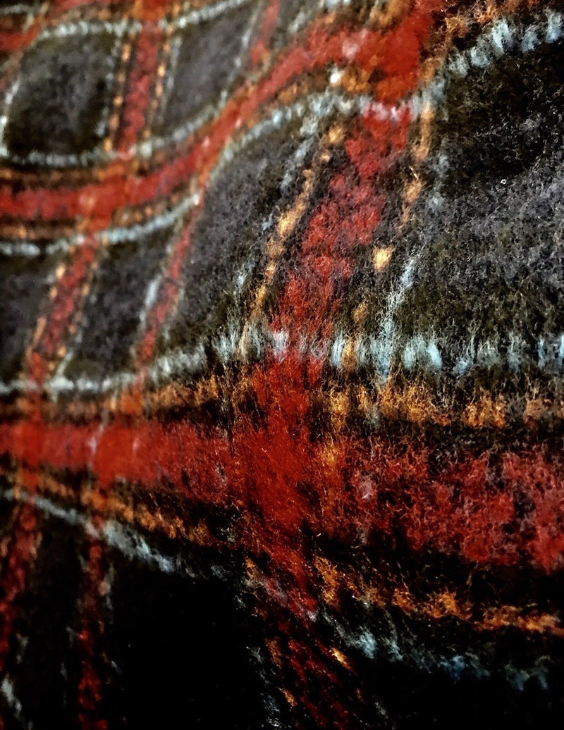 NEW! Black and Red Fur Wool Plaid Tartan Knit Fabric - Fancy Styles Fabric Boutique