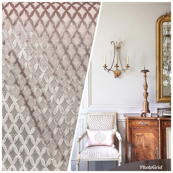 Made In Italy Designer Upholstery Burnout Chenille Velvet Fabric Rose Gold Pink - Fancy Styles Fabric Pierre Frey Lee Jofa Brunschwig & Fils