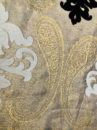 SWATCH Brocade Fabric- Antique Cream, Gold, Black- Damask Interior Design - Fancy Styles Fabric Pierre Frey Lee Jofa Brunschwig & Fils