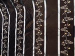 SALE! 100% Silk Taffeta Designer Fabric Embroidery Brown And Eggshell Blue - Fancy Styles Fabric Boutique