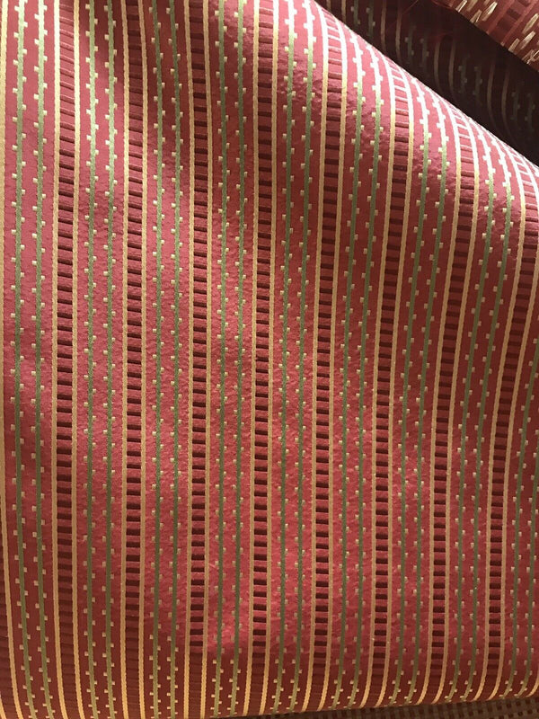 NEW! Lady Rebecca Designer 100% Silk Taffeta Striped Fabric - Red LLSAR0001 - Fancy Styles Fabric Pierre Frey Lee Jofa Brunschwig & Fils