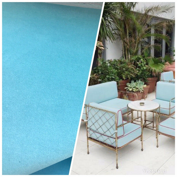 NEW! WATERPROOF OUTDOOR Velvet Upholstery & Drapery Fabric - Tiffany Blue- BTY - Fancy Styles Fabric Pierre Frey Lee Jofa Brunschwig & Fils