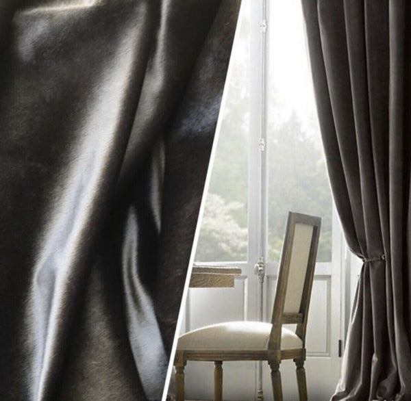 NEW Designer Velvet Drapery Fabric -Dark Grey- By The Yard - Fancy Styles Fabric Pierre Frey Lee Jofa Brunschwig & Fils