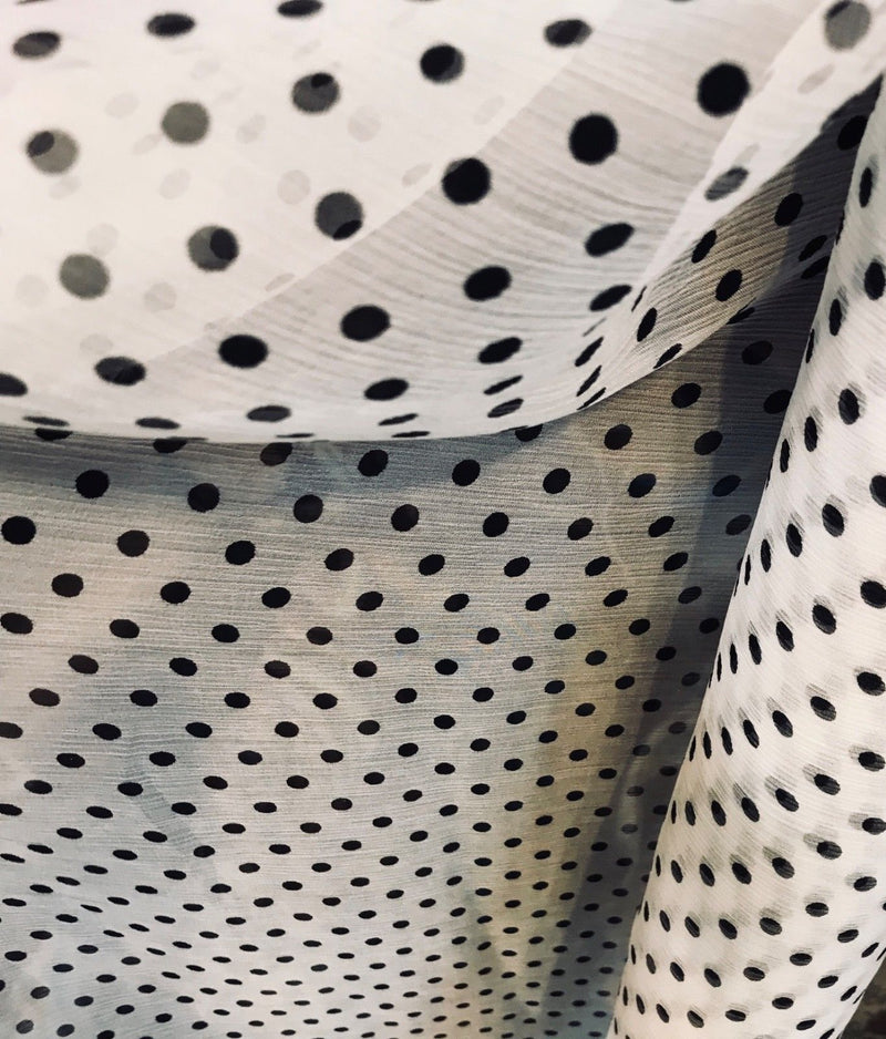 SALE! Close-Out Designer Runway 100% Silk Fabric Chiffon Polka Dot by the yard - Fancy Styles Fabric Pierre Frey Lee Jofa Brunschwig & Fils