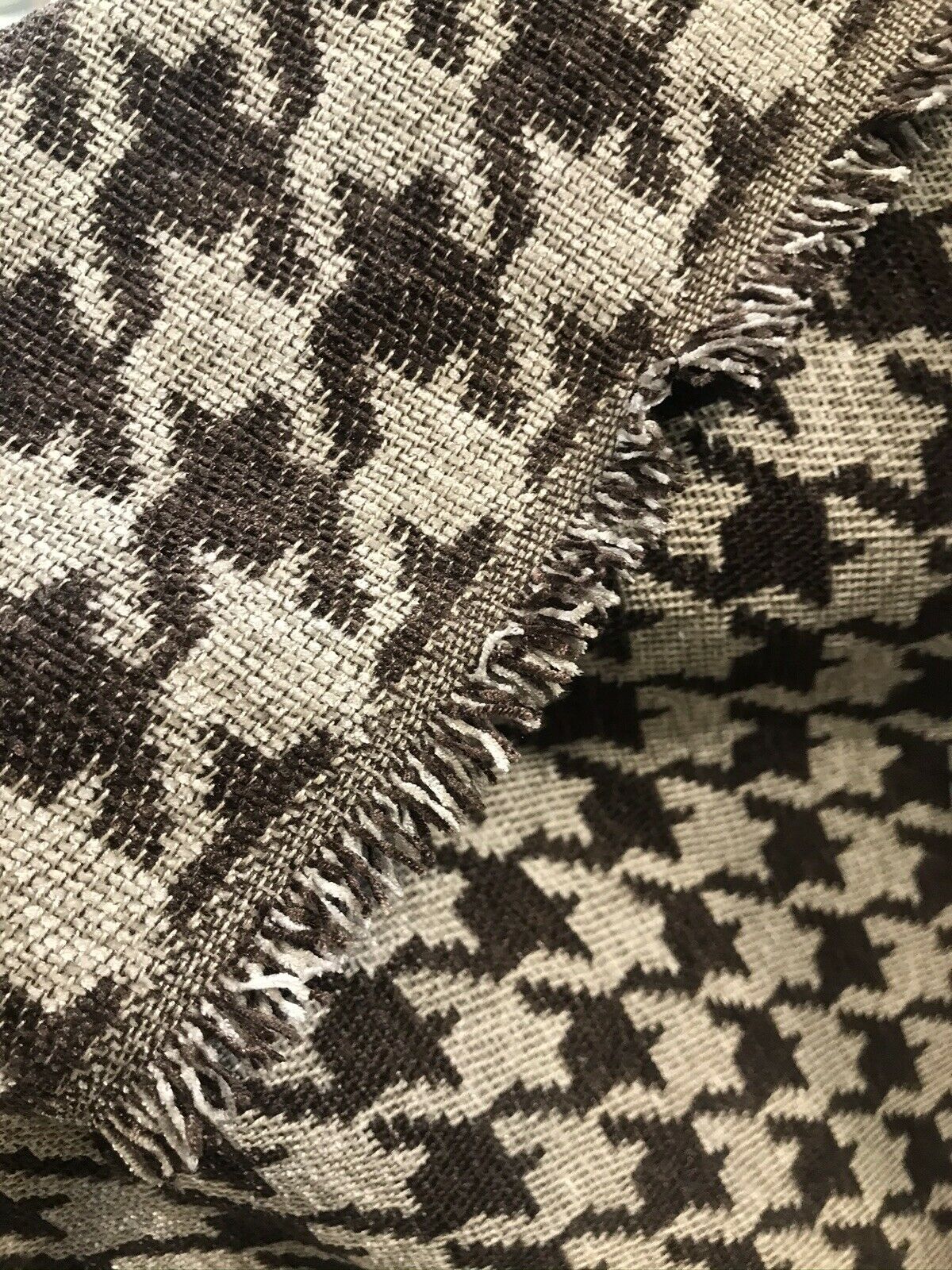 NEW Designer Upholstery Oversized Houndstooth Pattern Fabric - Brown & Natural - Fancy Styles Fabric Pierre Frey Lee Jofa Brunschwig & Fils