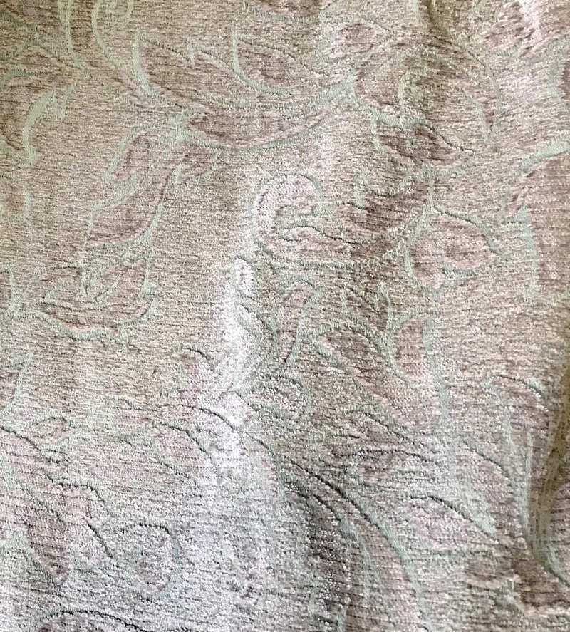 SALE! Designer Velvet Chenille Burnout Fabric - Antique Pink And Aqua - Fancy Styles Fabric Pierre Frey Lee Jofa Brunschwig & Fils
