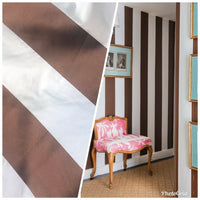 NEW Designer 100% Silk Taffeta Dupioni Stripes Fabric - Brown Light Blue BTY - Fancy Styles Fabric Pierre Frey Lee Jofa Brunschwig & Fils